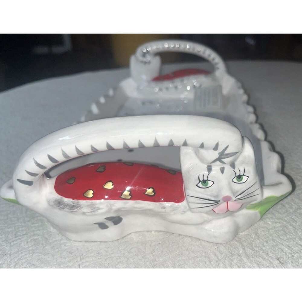 Karen Rossi for Silvestri Dolomite Cat Serving Tray Kitty Hearts RARE! NWT
